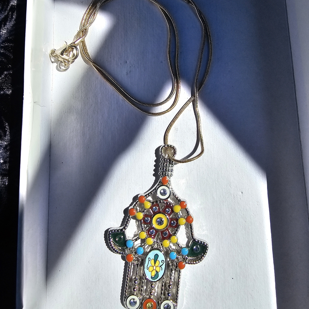 Colorful Hamsa Pendant Necklace